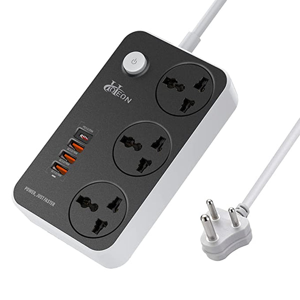 Extension Board, Hoteon Power Strip with 20W Fast PD/Type C, 2500W 10A Extension Cord with 3 Universal Socket, 38W USB Fast Charging Ports (1*20W PD+3*QC 3.0), 3-Pin Surge Protection for Home Office