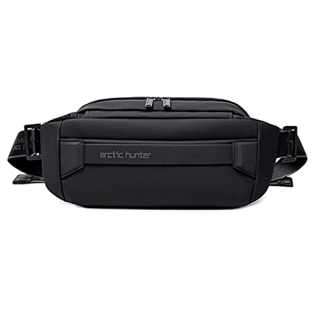 Arctic Hunter Mens Waist Bag Chest Bag for Men with Magnetic Buckle Adjustable Strap Side Sling Bag for Men Anti-Theft Zipper Water/Wear-resistant Fanny/Passport/Pouch/Wallet Bag for College Travel Sports, Black (AH-YB00043 Sling Bag-Black)