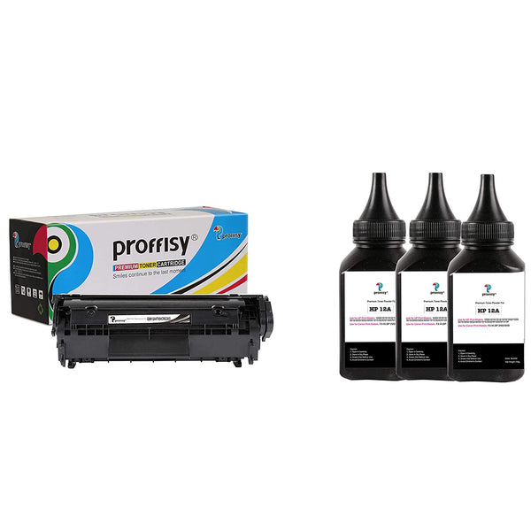 Proffisy Easy Refill 12A Toner Cartridge+3pcs 12A Toner Powder