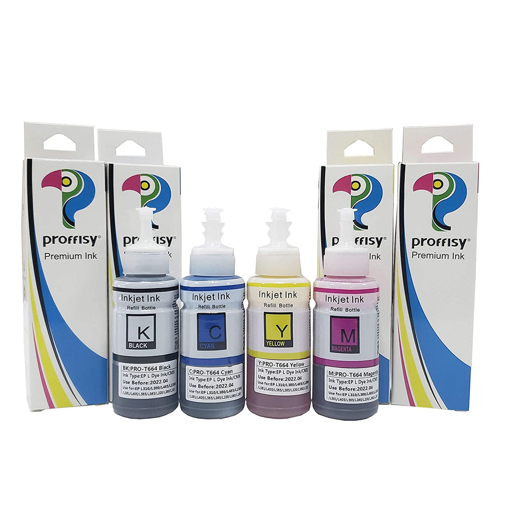 Proffisy L310 Ink Refill for Epson T664 EcoTank(4 Colors)