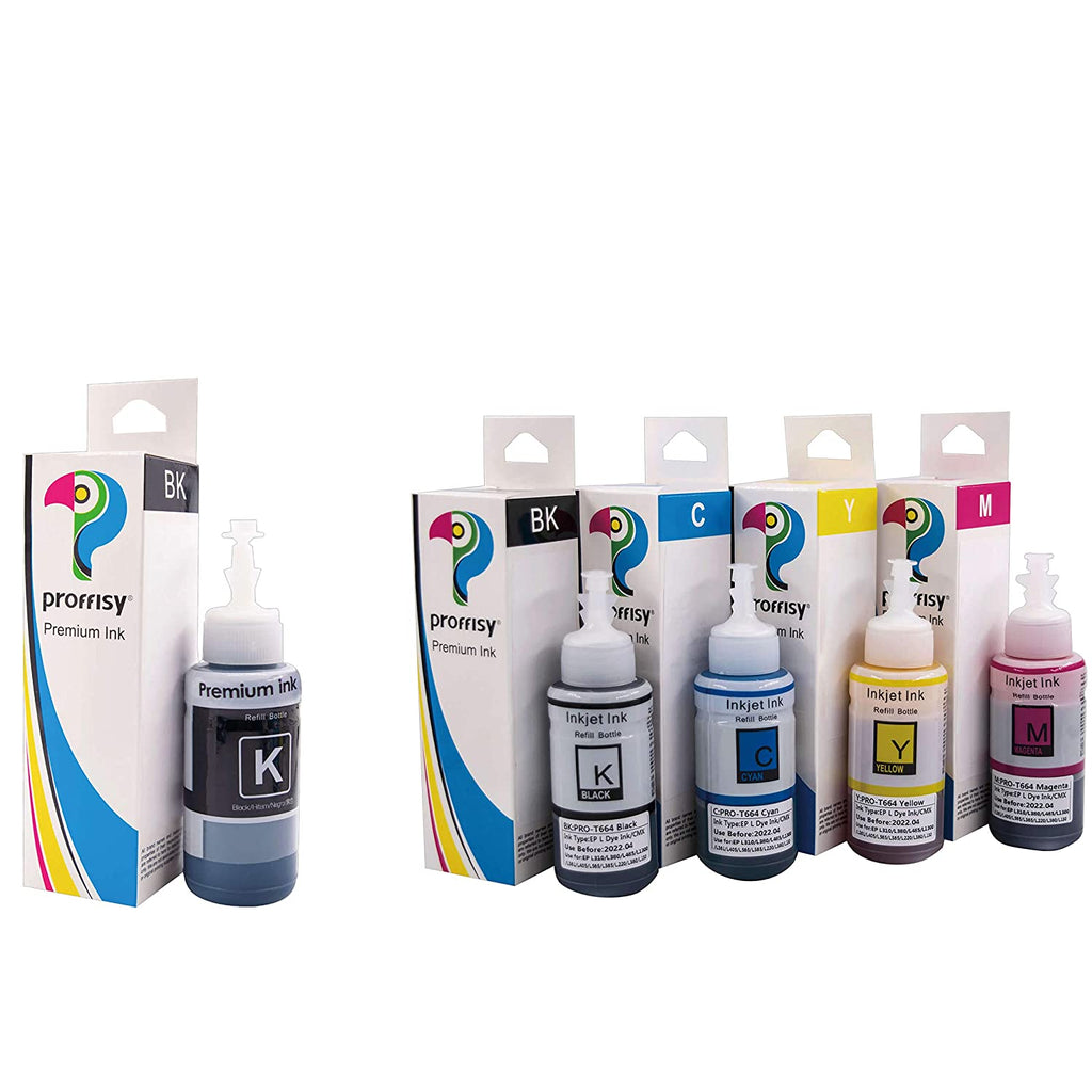 Proffisy Ink Refill for Epson T664(4 Colors+1pc Black)