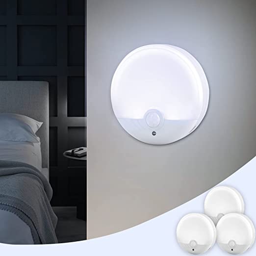 Hoteon Rechargeable Motion Sensor Light, Cordless USB Charging Closet Light, LED Magnet Stick-on Stair Light with Dusk to Dawn Sensor, Wall Lights for Home, Stairs, Hallway, 5200K Cold Light (3 Pack)