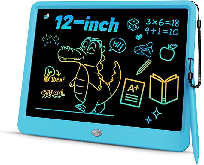 LCD Writing Tablet, Proffisy 12Inch Erasable Writing Pad, Paperless Digital Tablet E-Writer Pad for Kids Children at Home and School(Multicolor-Blue)