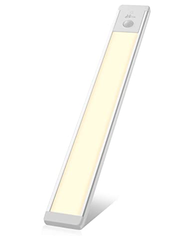 Hoteon Wireless Cabinet Light, 12 Inch Rechargeable Motion Sensor Closet Light with Stepless Dimming, Aluminum Alloy Casing, Touch Control & Magnet Stick-on Anywhere Under Counter Light -Warm Light
