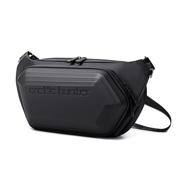 Arctic Hunter Side Bag for Men Sling Bag Chest Bag Shoulder Bag Crossbody Bag for Men Stylish Hard Shell Armor Large Capacity Water and Scratch Resistant for Motorcycling Travelling Business, Black (AH-Y00013)