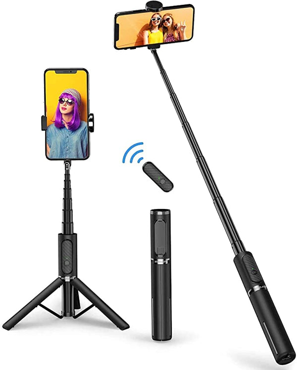 Mobilife Selfie Stick,Selfie Stick with Reinforced Tripod Stand,Selfie Stick Tripod for Mobile Phone 3 in 1 Bluetooth Selfie Stick Rechargeable Invisible Aluminium Alloy for iPhone OnePlus Sumsang YouTube Vlogging (MLSS001)