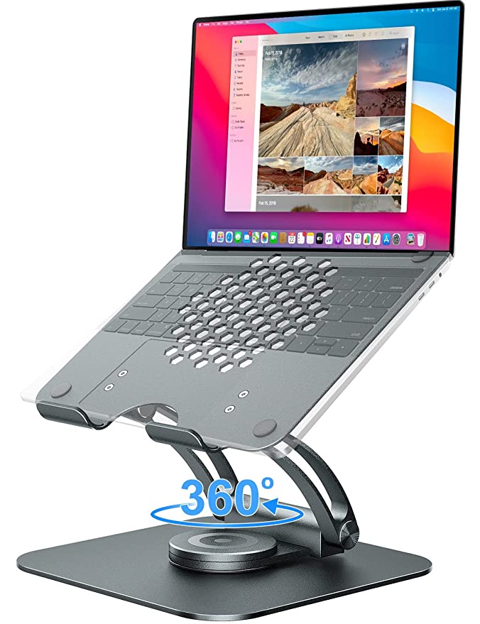 Proffisy Laptop Stand,Portable Laptop Stand for Desk Adjustable Laptop Holder with 360°Rotatable Base Ergonomic Upgraded Aluminum Laptop Riser (LS16)