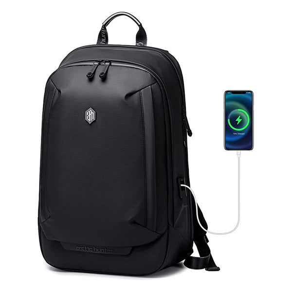 Arctic Hunter Laptop Bag,Stylish Backpack for Men with USB Charging Port Lightweight College Backpack for 15.6 Inch Laptop Multiple Pockets Water-resistant Anti-theft Laptop Backapck for Office Travel and School,Black (AH-B00443)