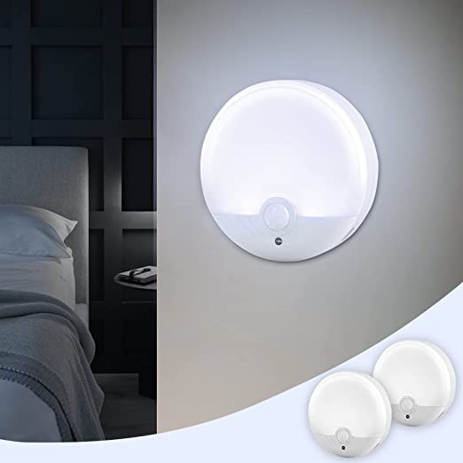 Hoteon Rechargeable Motion Sensor Light, Cordless USB Charging Closet Light, LED Magnet Stick-on Stair Light with Dusk to Dawn Sensor, Wall Lights for Home, Stairs, Hallway, 5200K Cold Light (2 Pack)