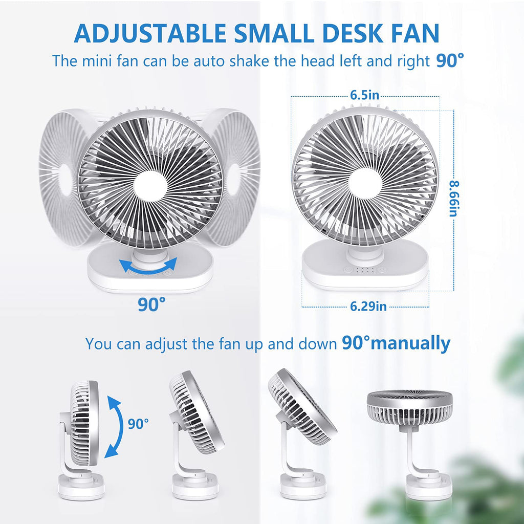 USB Desk Fan Small Table Fan Oscillating Fan Head Rotating Adjustment  Portable