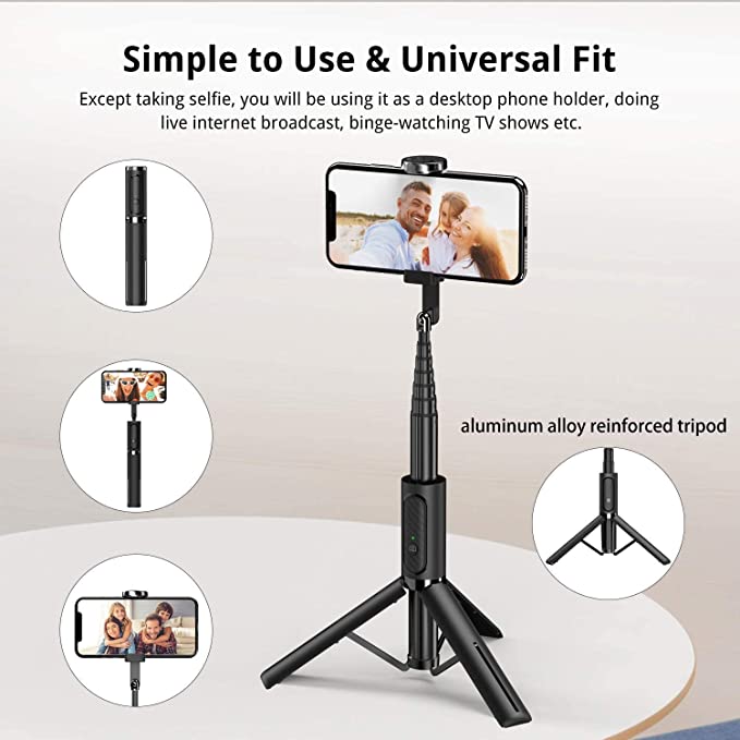 thumbnail image 2 of 3-in-1 Selfie Stick Tripod With Bluetooth Remote - Extendable Phone Holder For Travel & Vlogging 2 of 13