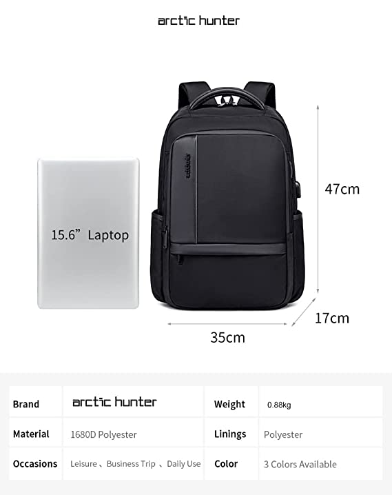 Arctic Hunter Backpack Inch Laptop Bag Water-Resistant Slim