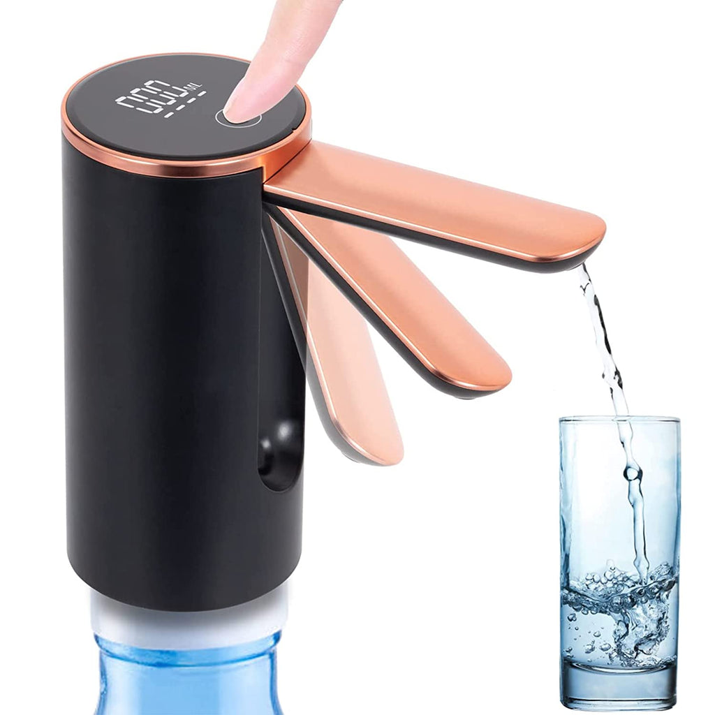 Hoteon Water Dispenser Pump, Foldable Automatic Can Water Bottle Pump, LCD Display in ML and Type-C USB Rechargeable Wireless Water Pump for 20 Litre Bottle Can Home Office Outdoor