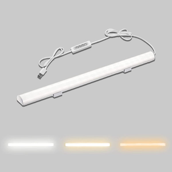 Hoteon LED Under Cabinet Light, Closet Light with 8 Levels Brightness and 3 Color Modes (3000K/4000K/ 5700K), 7W USB Plug Batten Light, Under Counter Light for Kitchen, Shelf, Cupboard, Desk (White)